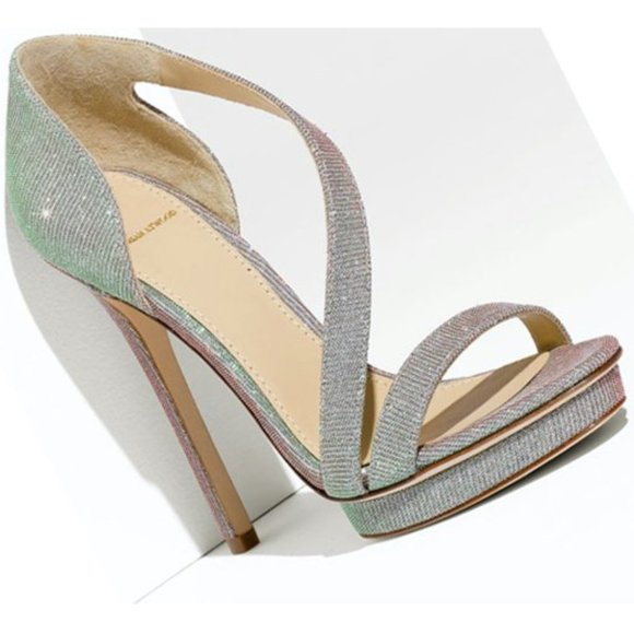 BRIAN ATWOOD Consort Iridescent Glitter Platform Stiletto Sandal Heels (Size 8) - Picture 3 of 12